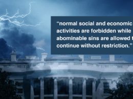 Thunderstorm at the White House with quote "normal social and economic activities are forbidden while abominable sins are allowed to continue without restriction."