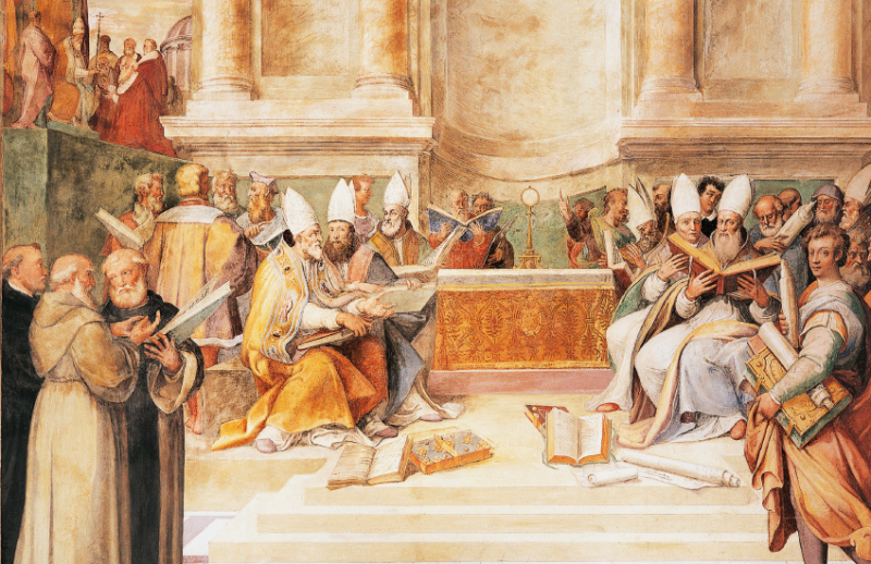 council-of-trent-fresco-by-brothers-taddeo-and-federico-zuccari-in-hall-of-farnesina-magnificience-of-palazzo-farnese-caprarola-italy
